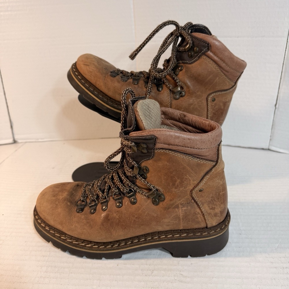 Kinney Colorado Womens 8.5 Tan Leather Suede Hiking Mountaineering Boots Vintage